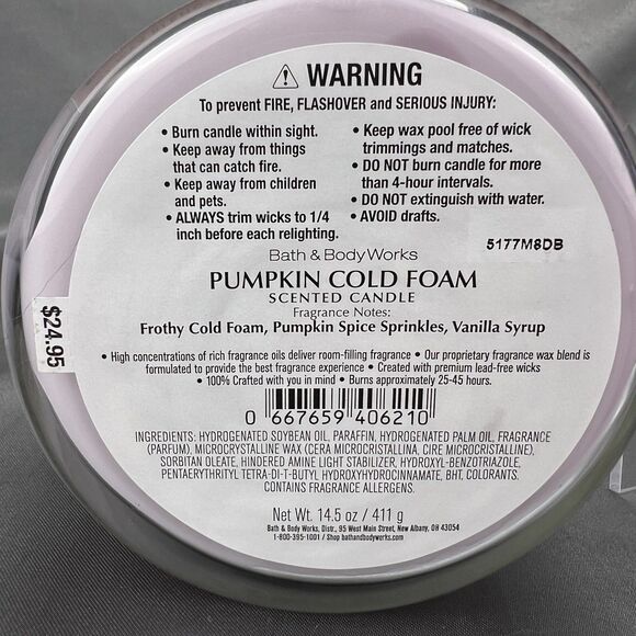 Lot x2 BBW Limited Edition Pumpkin Cold Foam + Glazed Croissant 3-Wick Candles - Picture 12 of 14